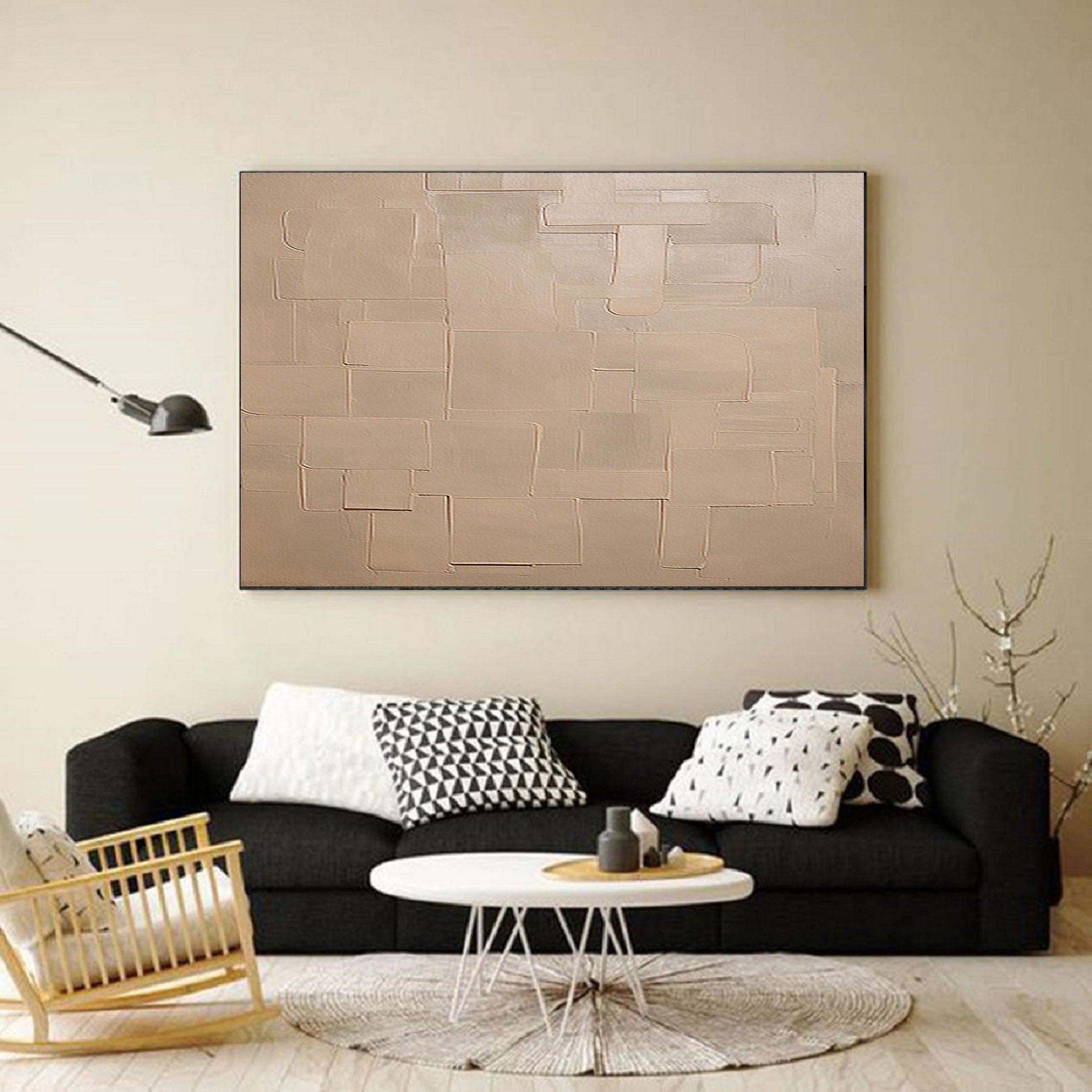 Pale Block Echo-Minimalist Light Brown Geometric Block Texture Wall Art
