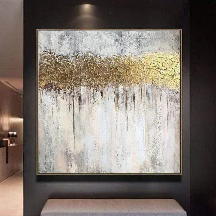 Golden Dream-Modern Three-Dimensional Gold-Plated Waterfall Texture Oil Painting Wall Art - artextured