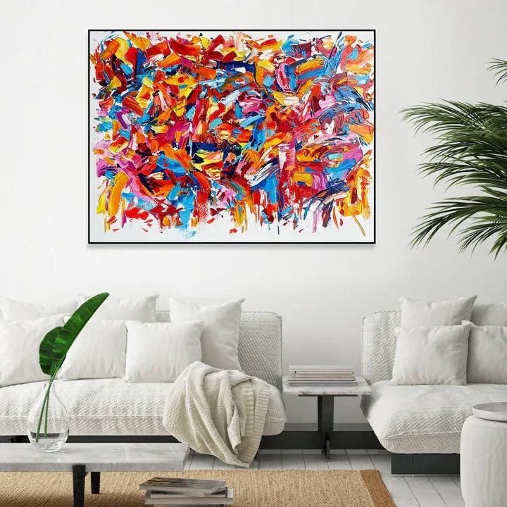 Vibrant Harmony-Modern Hand-Painted Color Wild Carnival Abstract Wall Art - artextured