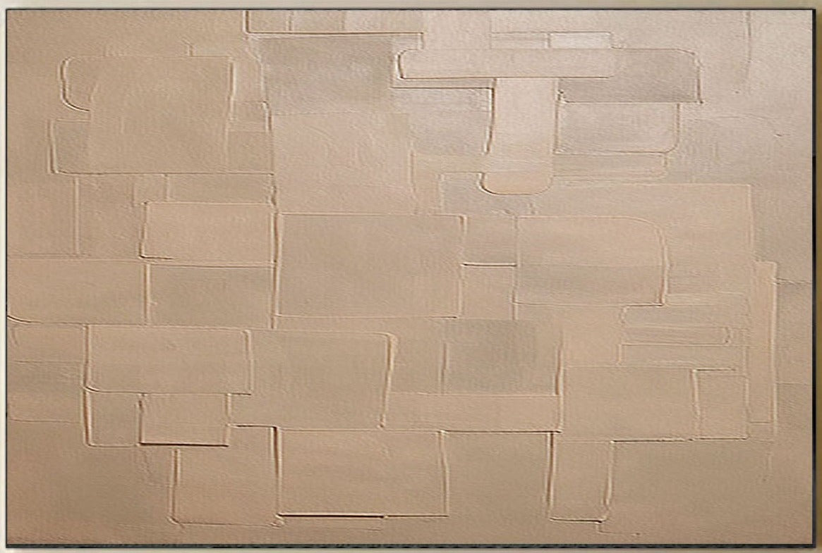 Pale Block Echo-Minimalist Light Brown Geometric Block Texture Wall Art