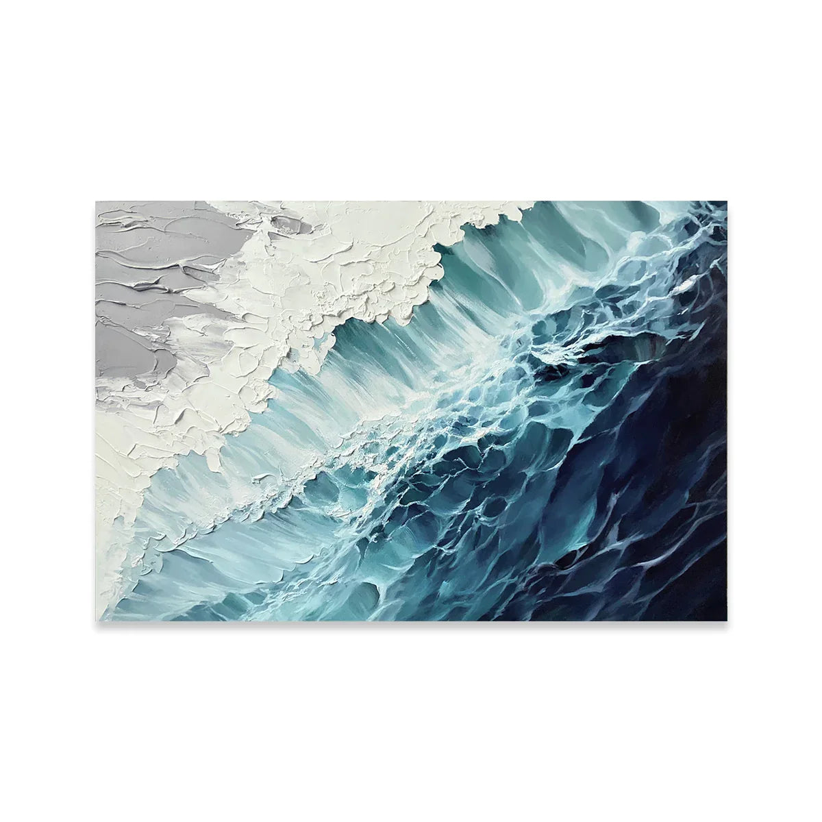 Ocean's Embrace-Modern Interior Design 3D Deep Blue Wave Abstract Wall Art - artextured