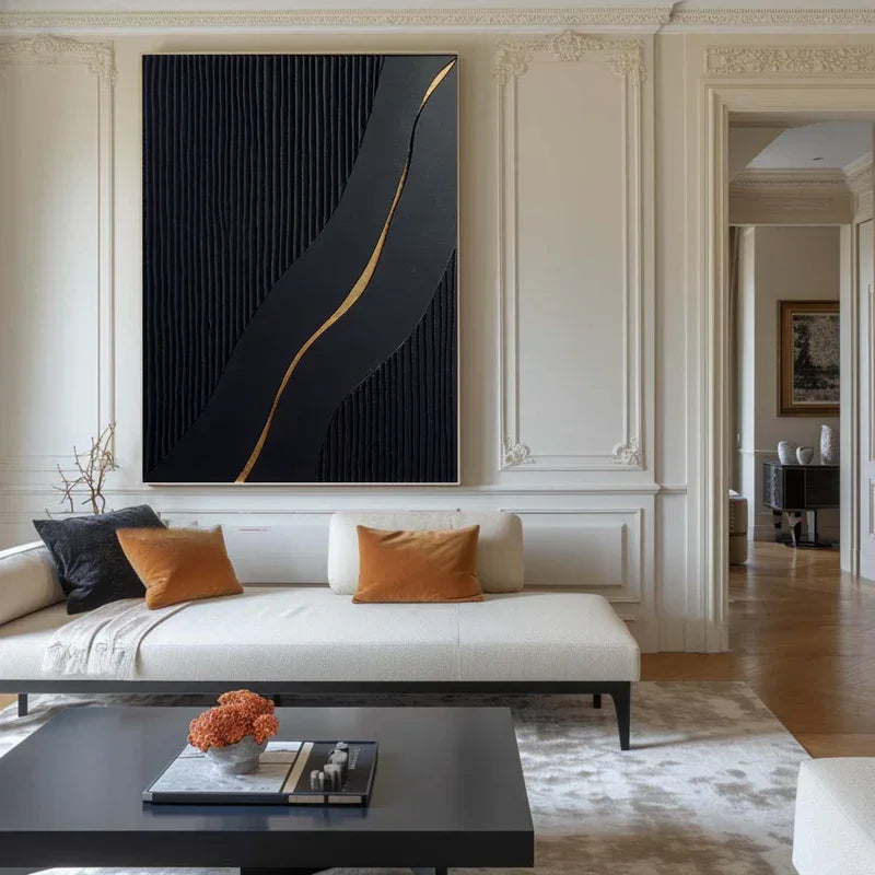 Golden Flow-Modern Minimalist 3D Golden Streamlined Texture Wall Art - artextured