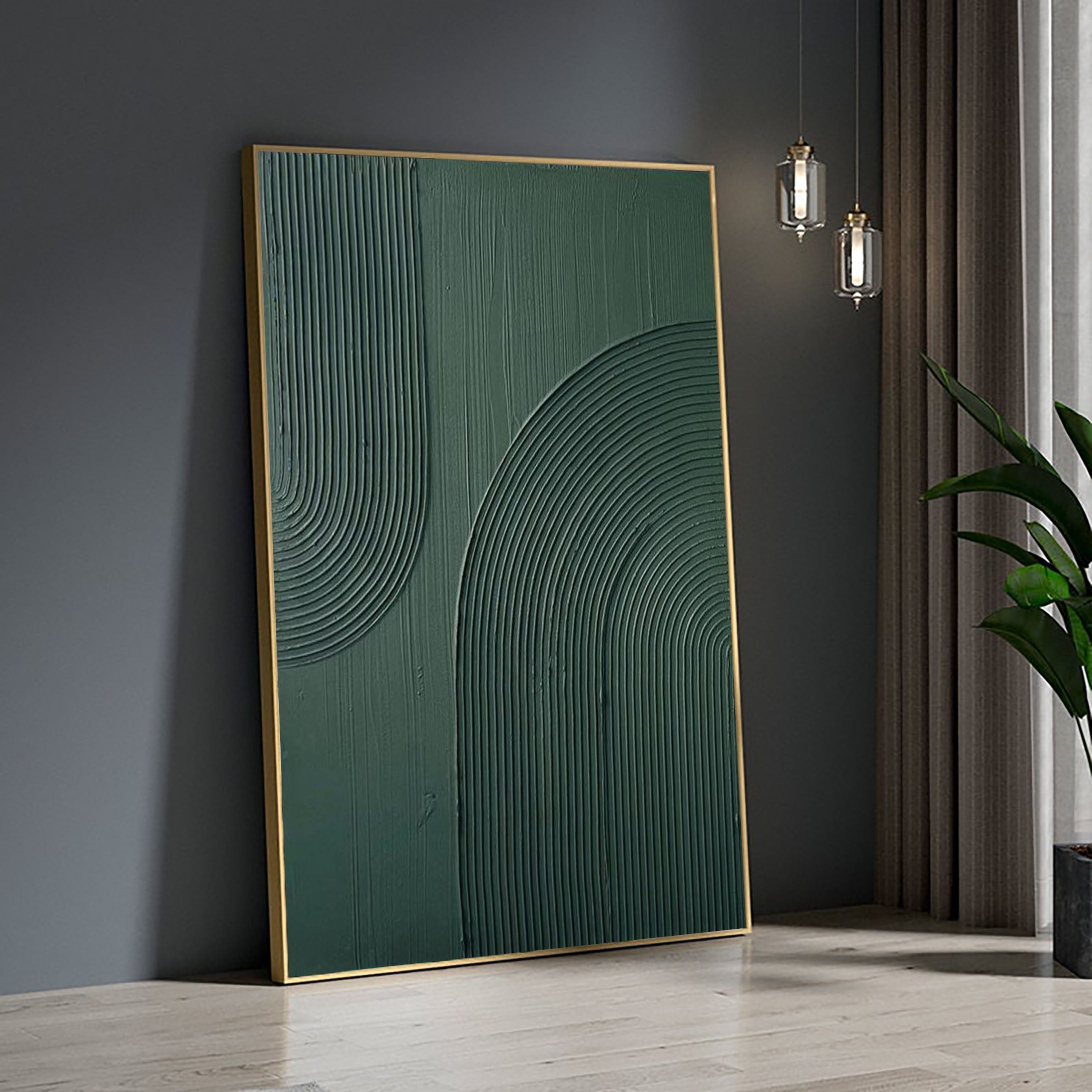Emerald Echoes: Textured Abstract Canvas Art