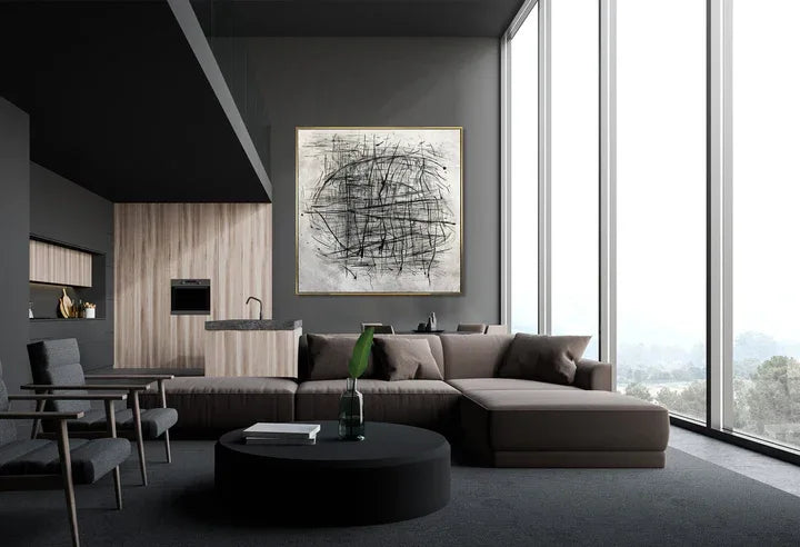 Rhapsody of Lines-Minimalist Abstract Black and White Woven Texture Wall Art - artextured