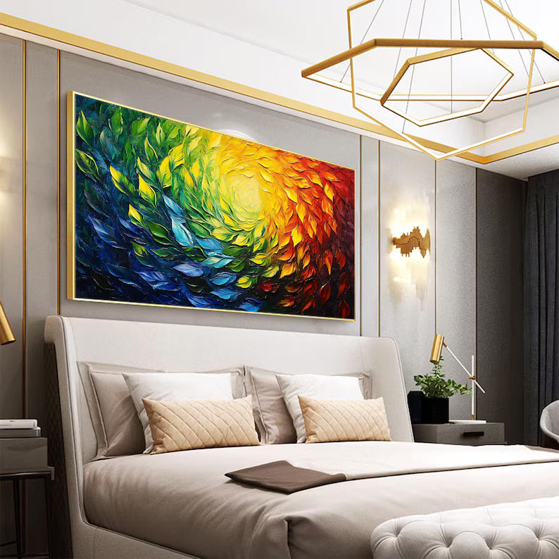 Color Vortex – Textured Rainbow Abstract Floral Spiral Wall Art