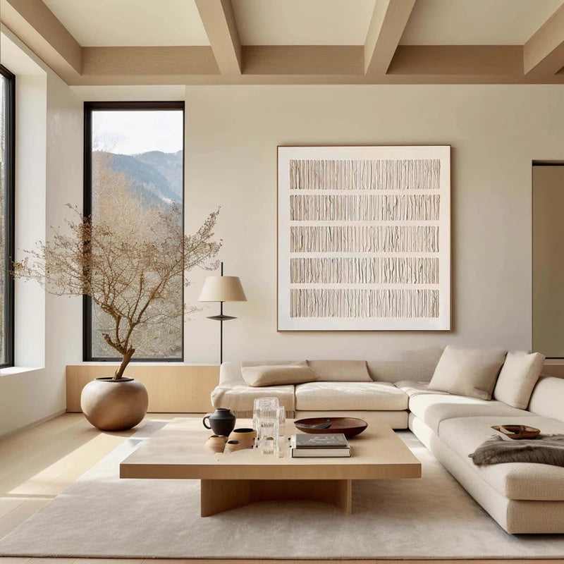 Minimalist Textured Abstract Wall Art – Quiet Alignment#AB14106