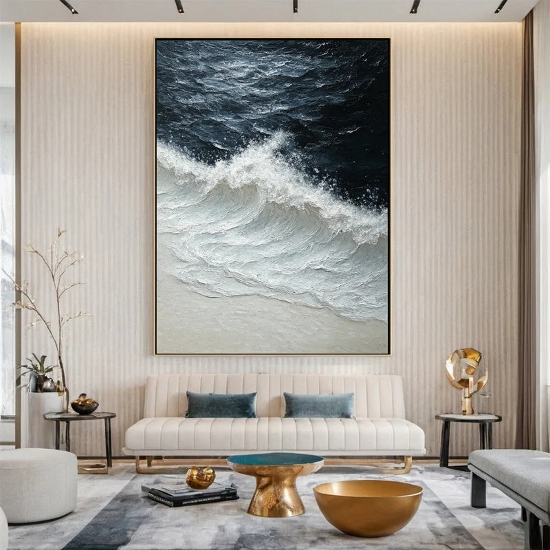 Vertical Textured Abstract Wall Art for Modern Interiors – Deep Break#AB14124