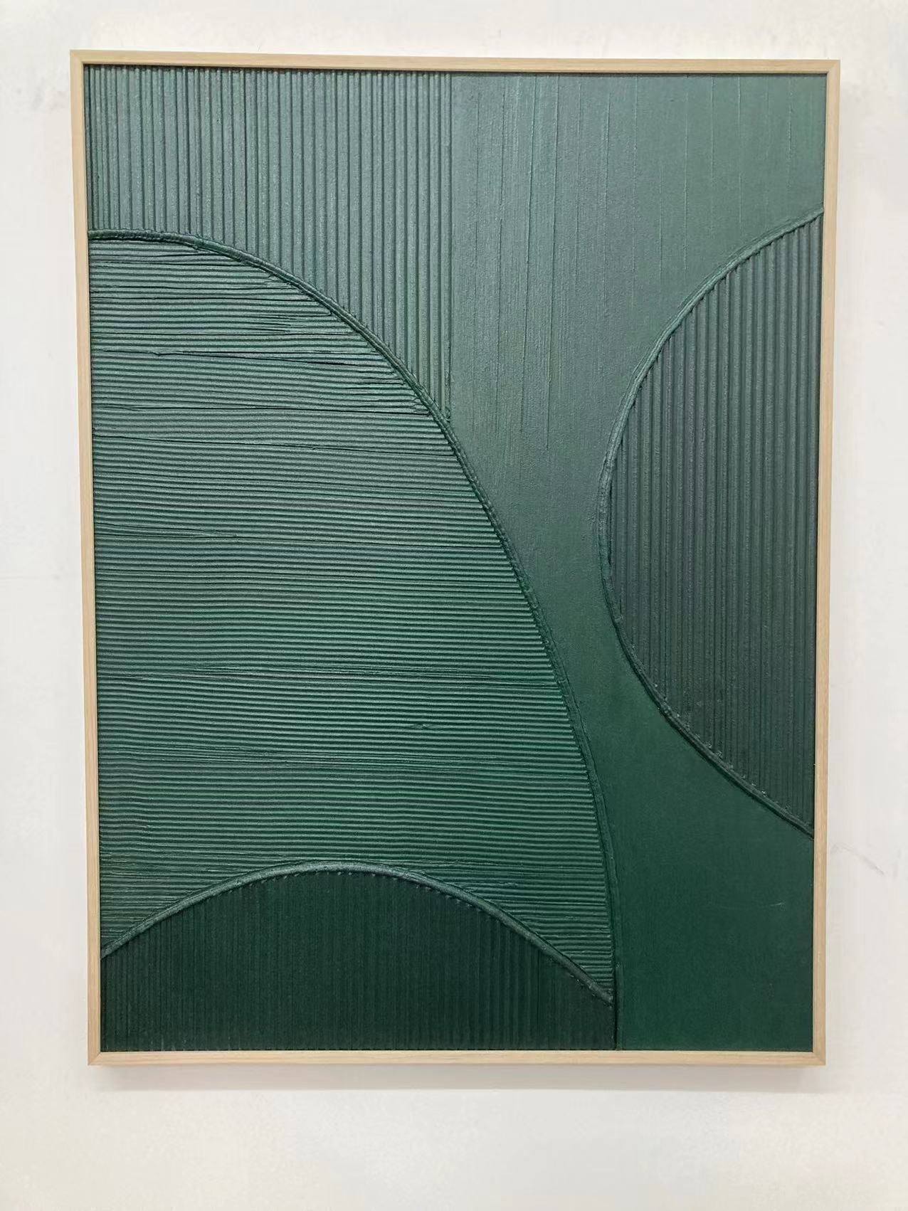 Emerald Balance: Textured Abstract Geometric Wall Art