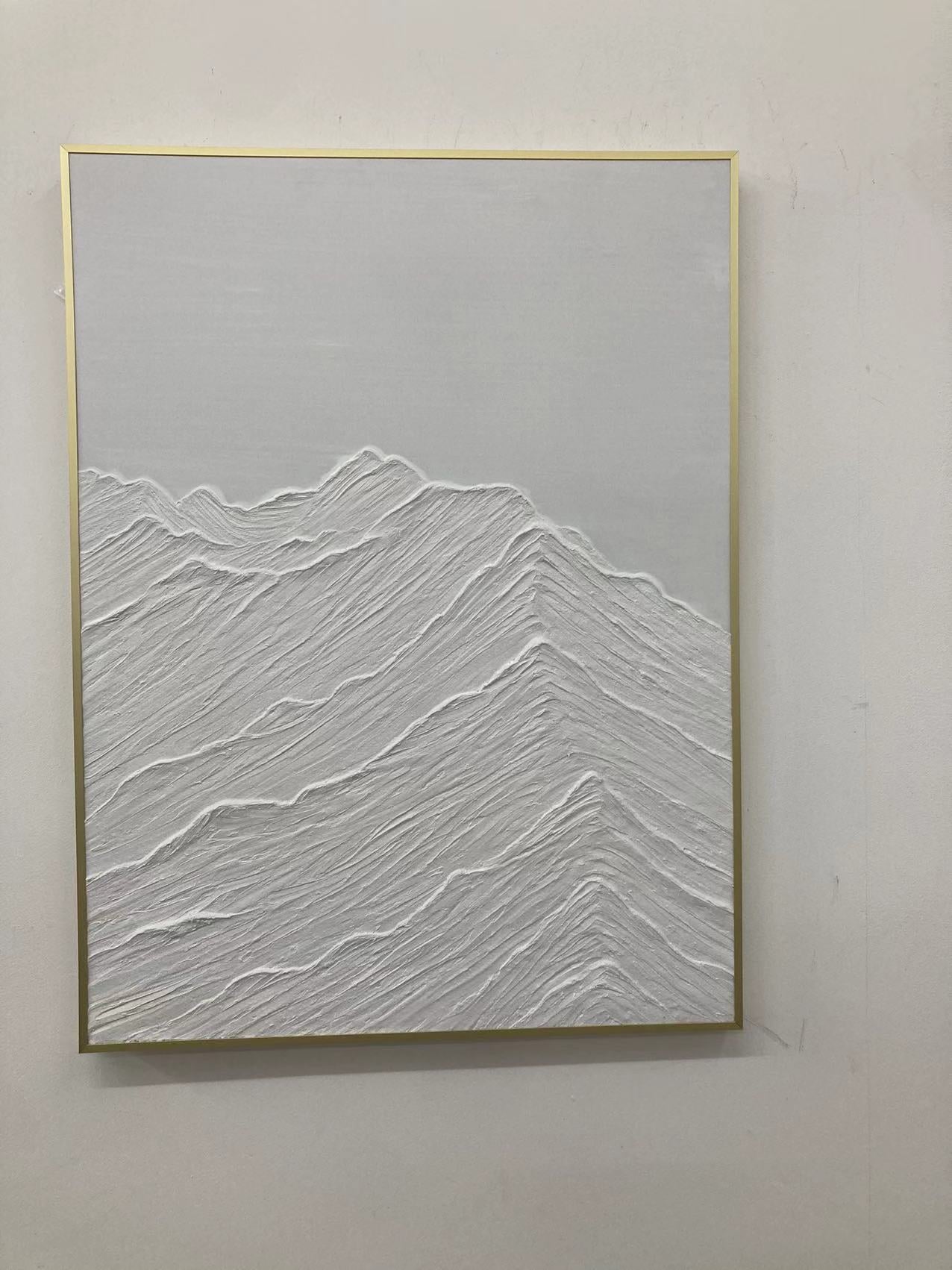 Serene Horizons: Minimalist Textured Mountain Artwork