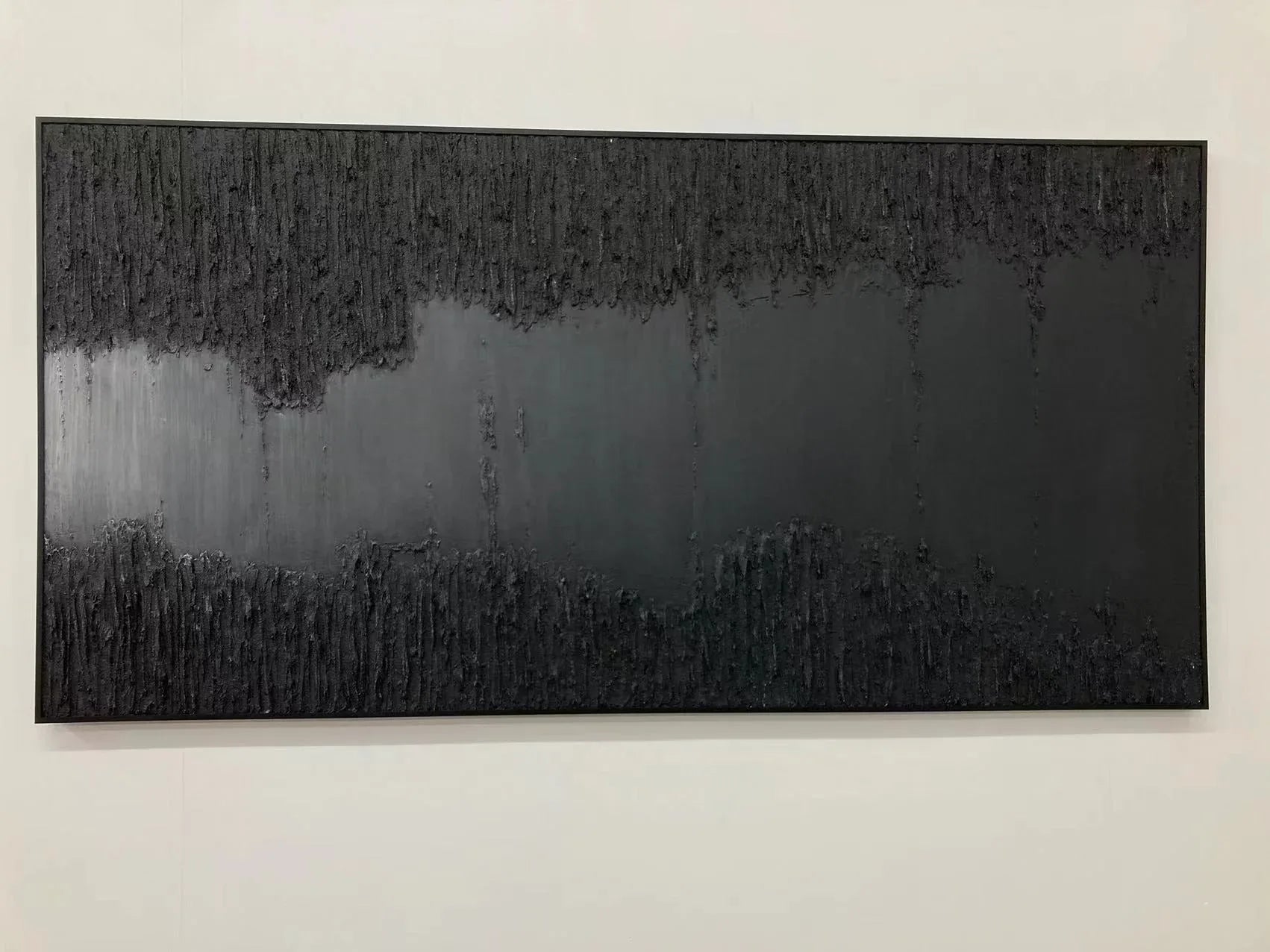 Midnight Echo-Minimally Abstract Thick Black Textured Oil Painting Wall Art - artextured
