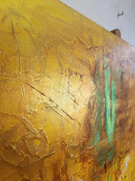 Golden Muse Art-Hand Drawn Three-Dimensional Gold Abstract Texture Wall Art