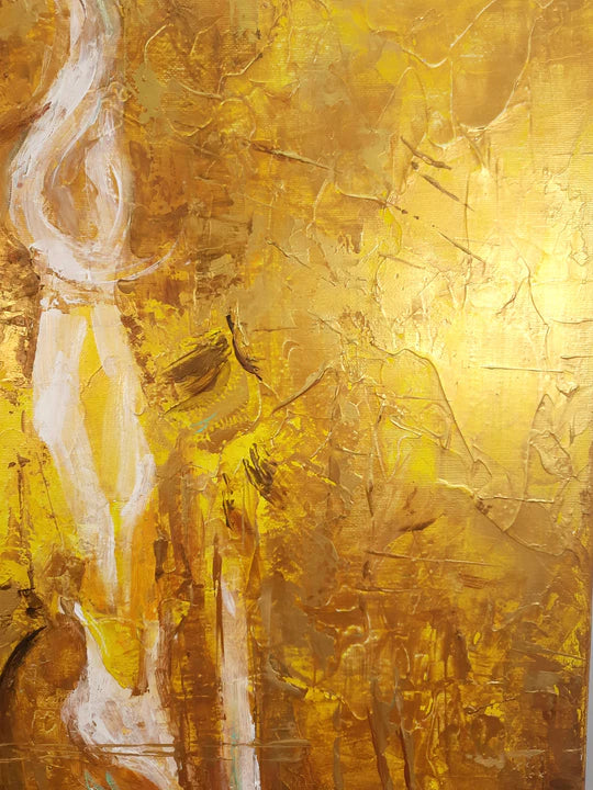 Golden Muse Art-Hand Drawn Three-Dimensional Gold Abstract Texture Wall Art