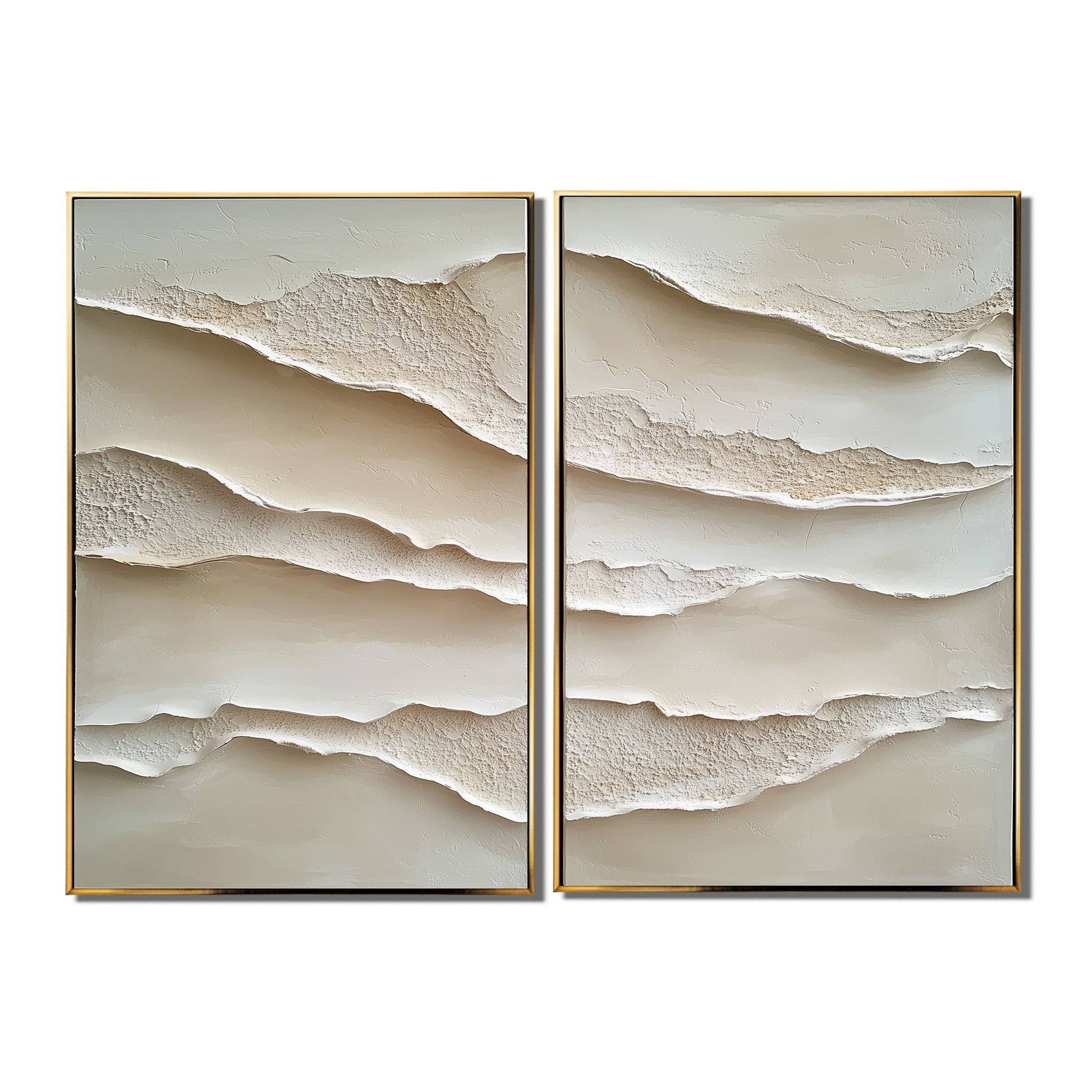 Timeless Echoes-Double Vertical Layered Sand Dune Texture Oil Painting Wall Art