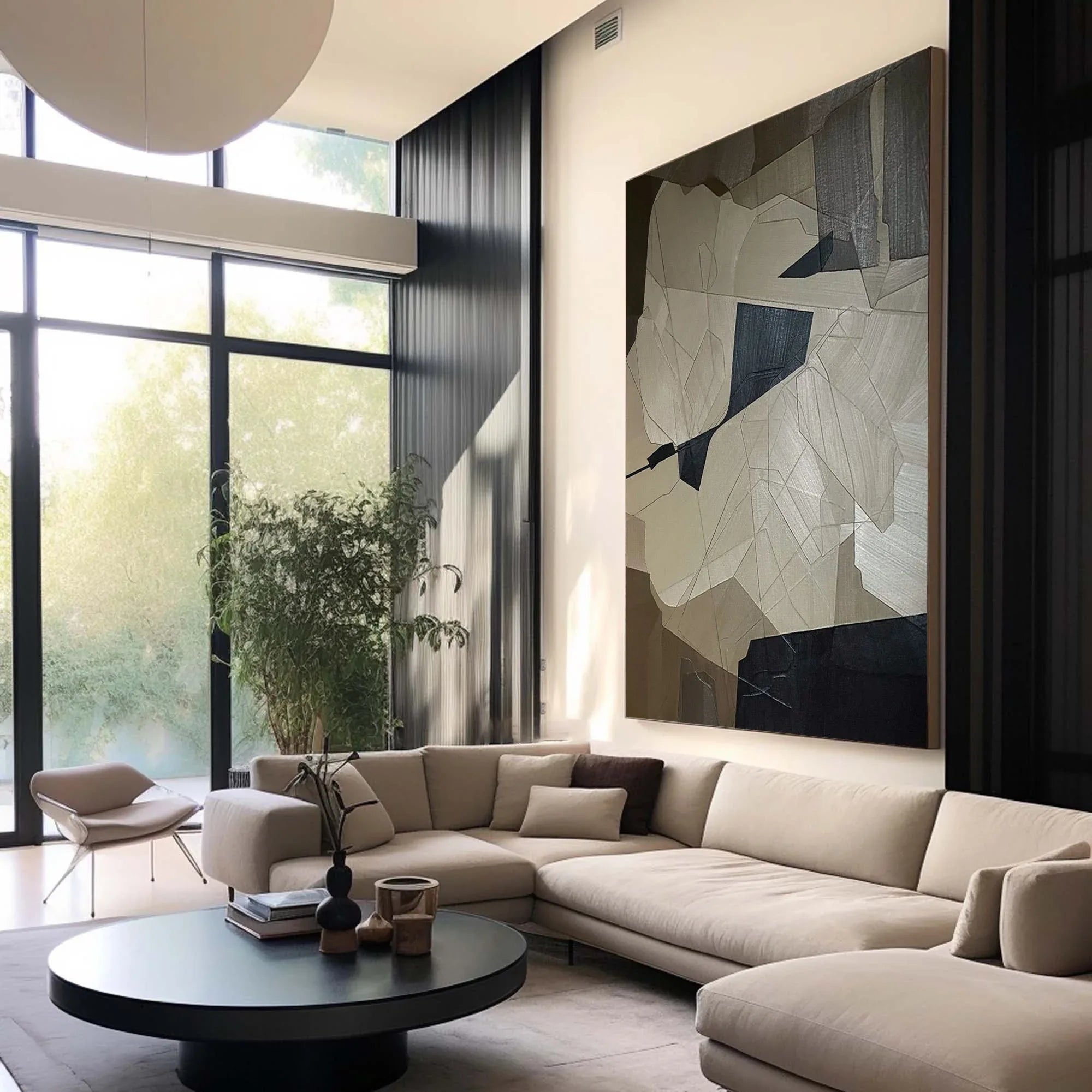 Fragmented Harmony-Geometric Abstract Irregular Wall Art in Modern Minimalist Home Decoration - artextured