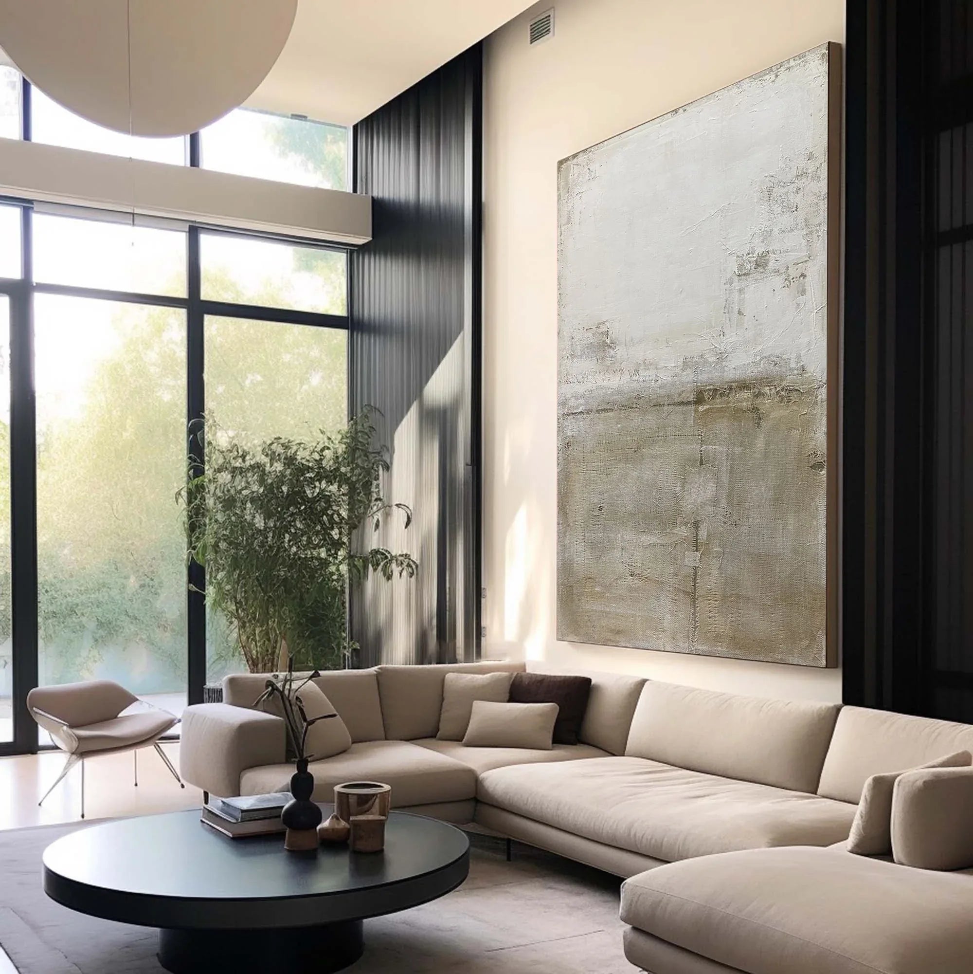 Tranquil Horizons -Top and Bottom Dual Color Gradient Hand-Painted Minimalist Abstract Wall Art - artextured