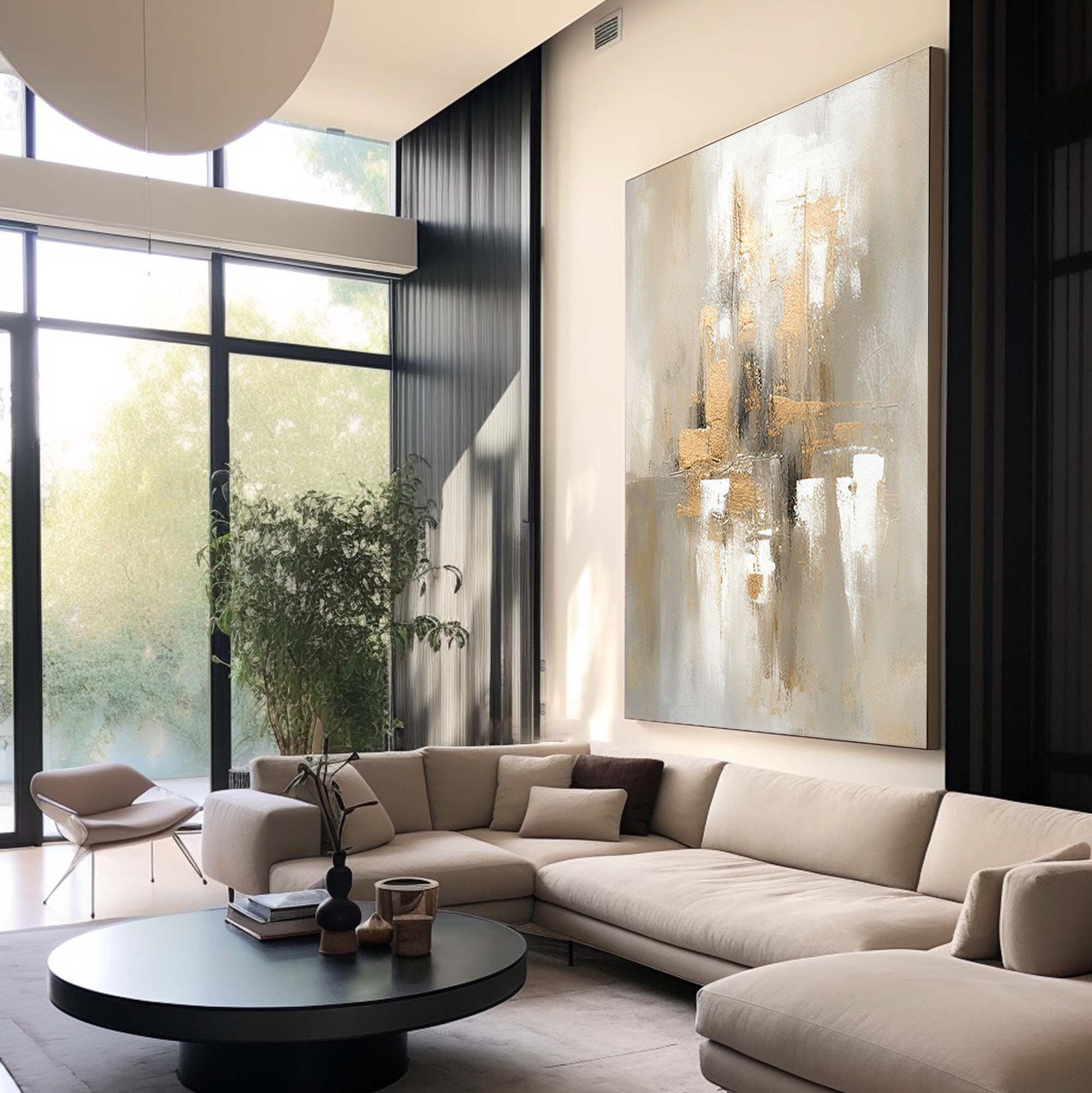 Golden Glow: Abstract Cityscape Canvas Art