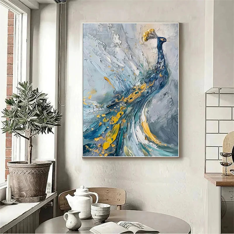 Royal Peacock – Textured Abstract Canvas Art#AB0519003