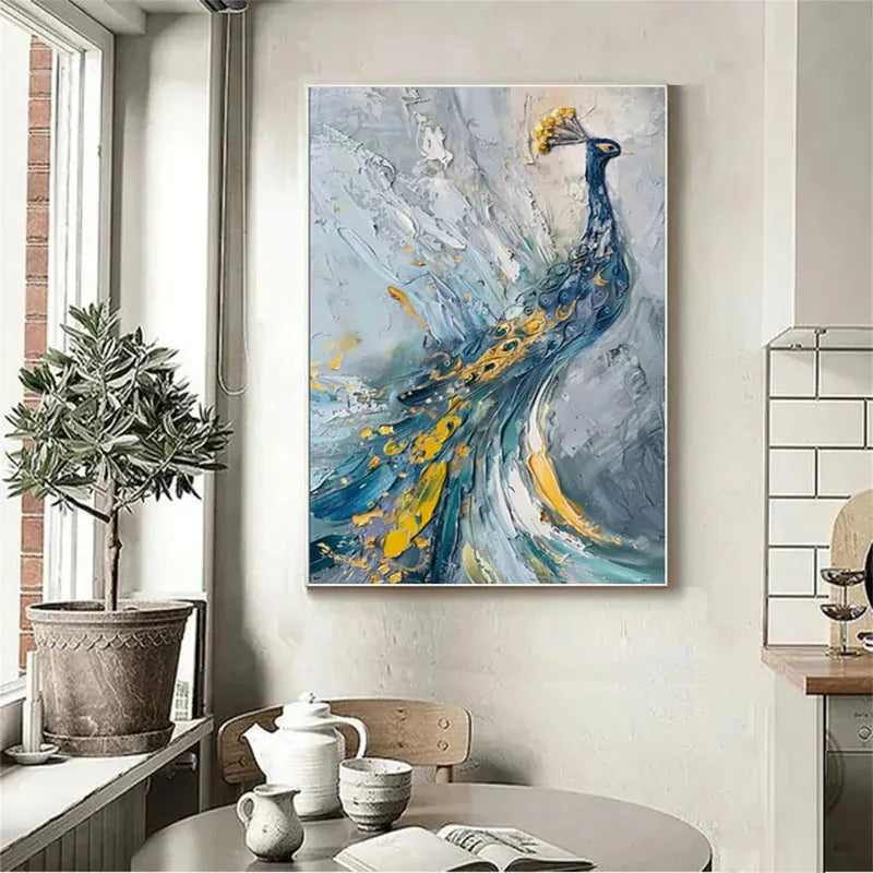 Royal Peacock – Textured Abstract Canvas Art#AB0519003