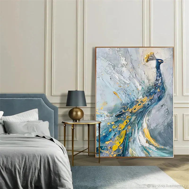 Royal Peacock – Textured Abstract Canvas Art#AB0519003