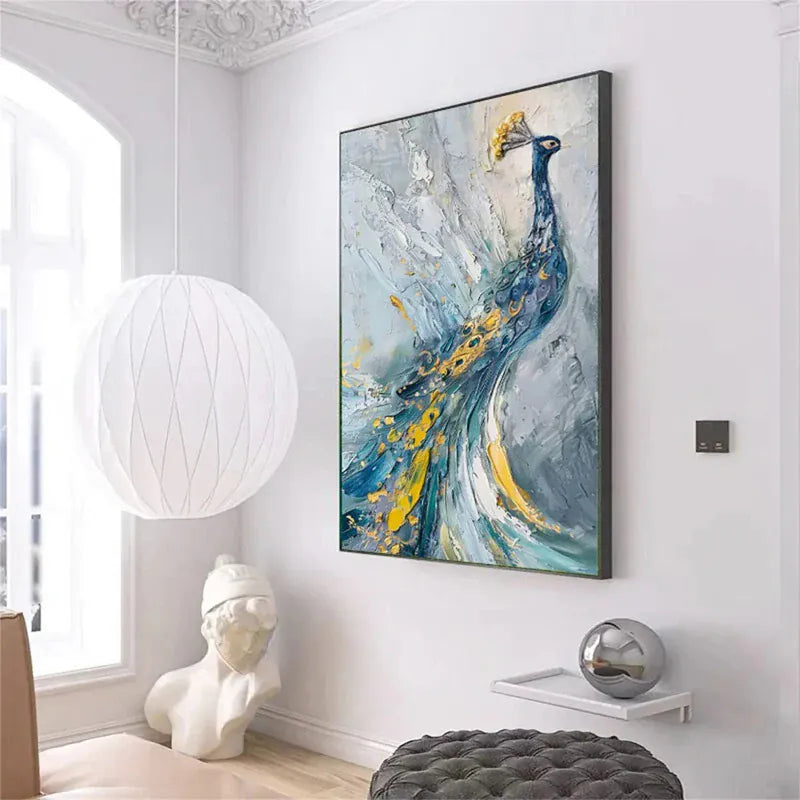 Royal Peacock – Textured Abstract Canvas Art#AB0519003
