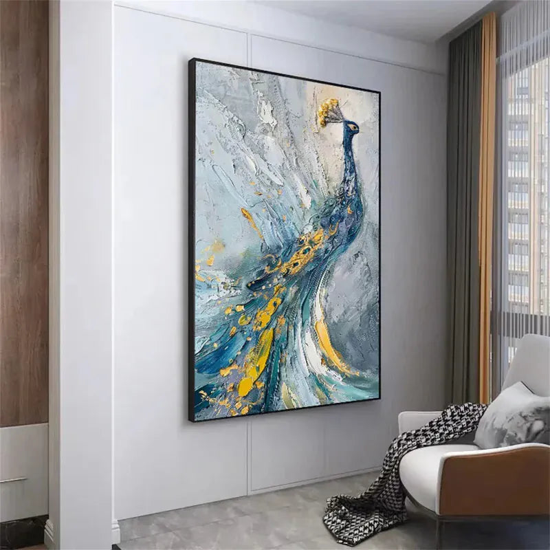Royal Peacock – Textured Abstract Canvas Art#AB0519003