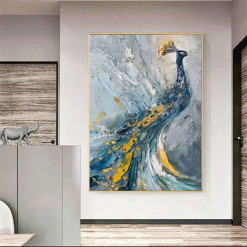 Royal Peacock – Textured Abstract Canvas Art#AB0519003