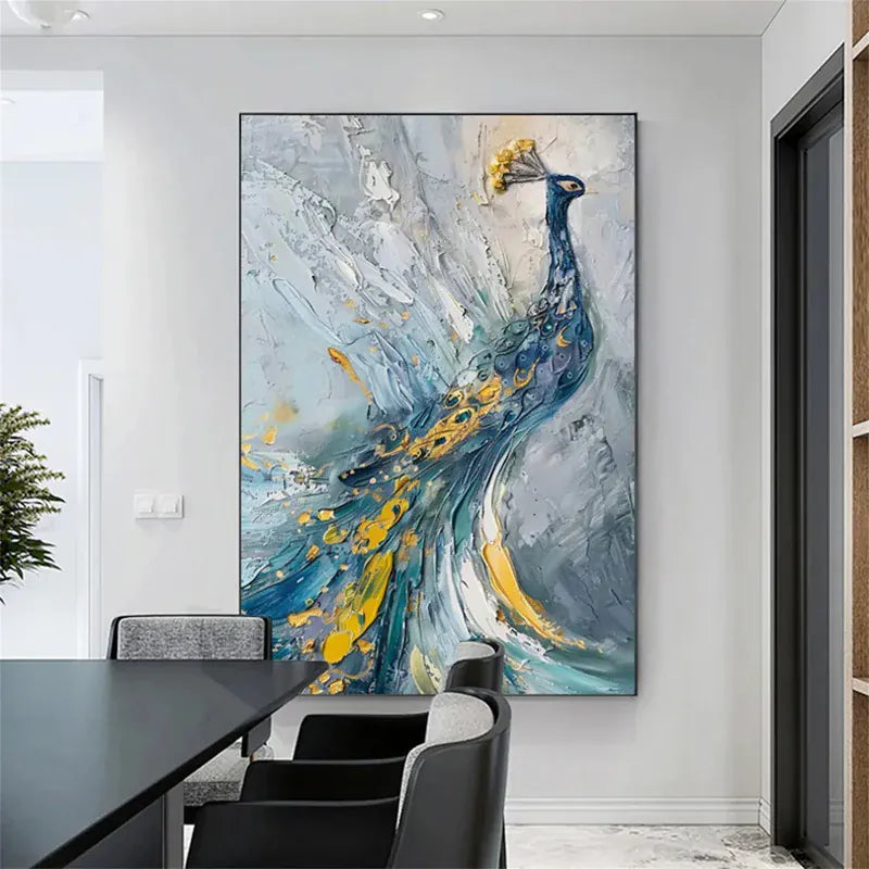 Royal Peacock – Textured Abstract Canvas Art#AB0519003
