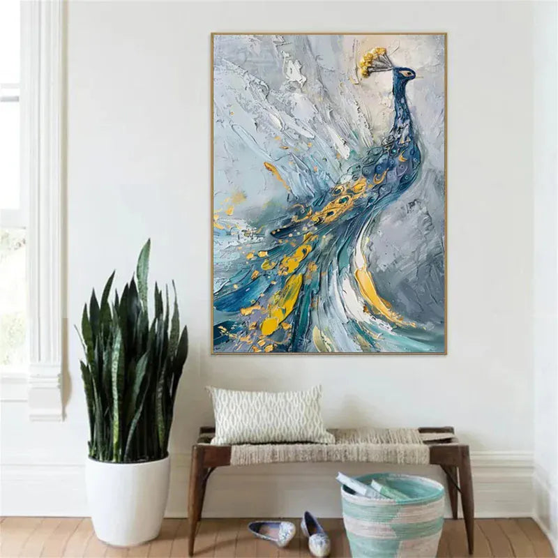 Royal Peacock – Textured Abstract Canvas Art#AB0519003