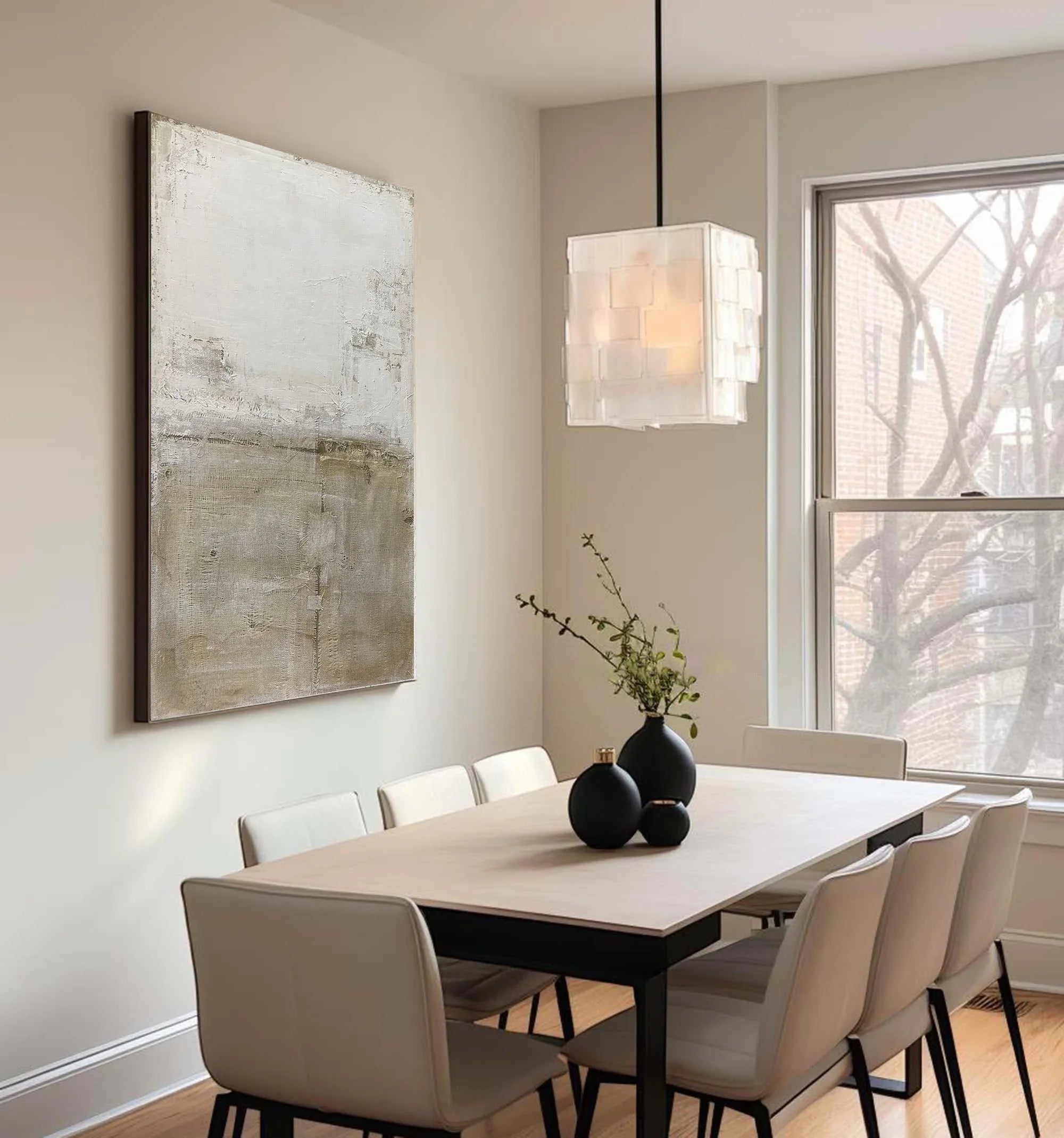 Tranquil Horizons -Top and Bottom Dual Color Gradient Hand-Painted Minimalist Abstract Wall Art - artextured