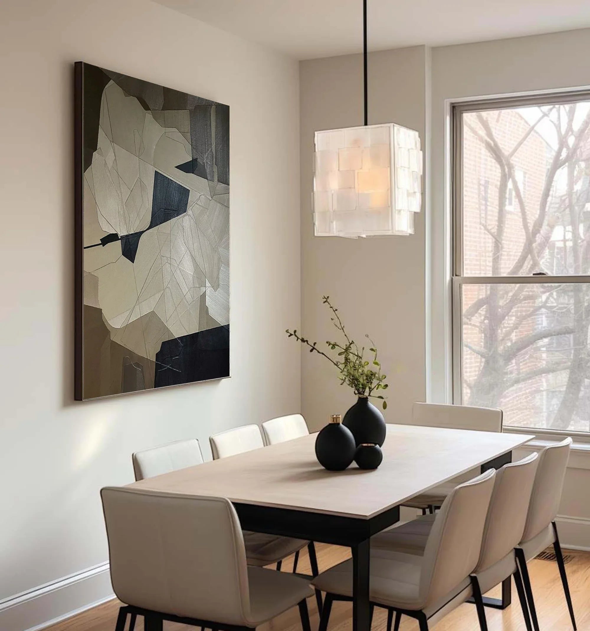 Fragmented Harmony-Geometric Abstract Irregular Wall Art in Modern Minimalist Home Decoration - artextured