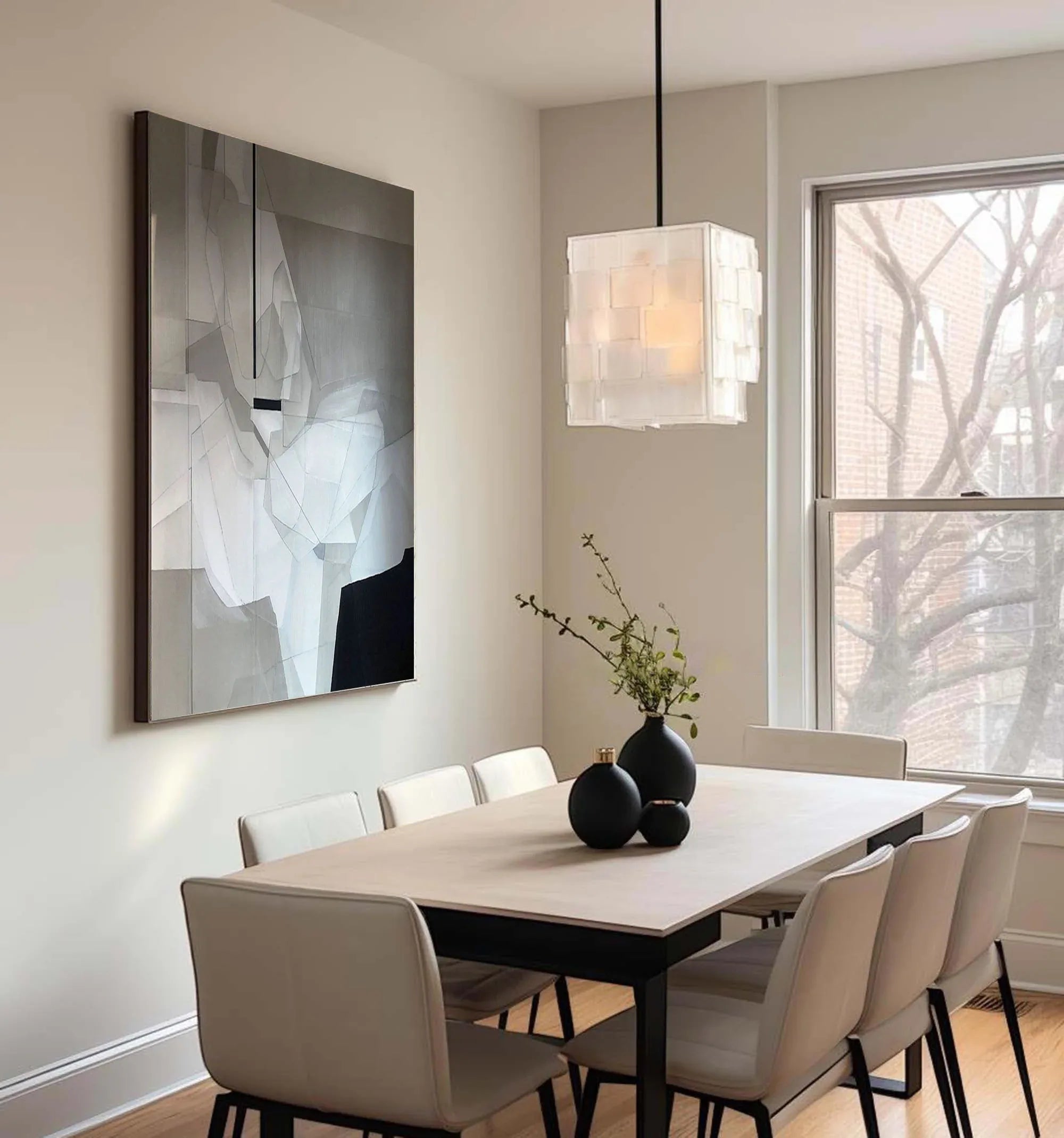 Fragmented Vision-Black, White, and Gray Geometric Deconstruction of Abstract Wall Art - artextured