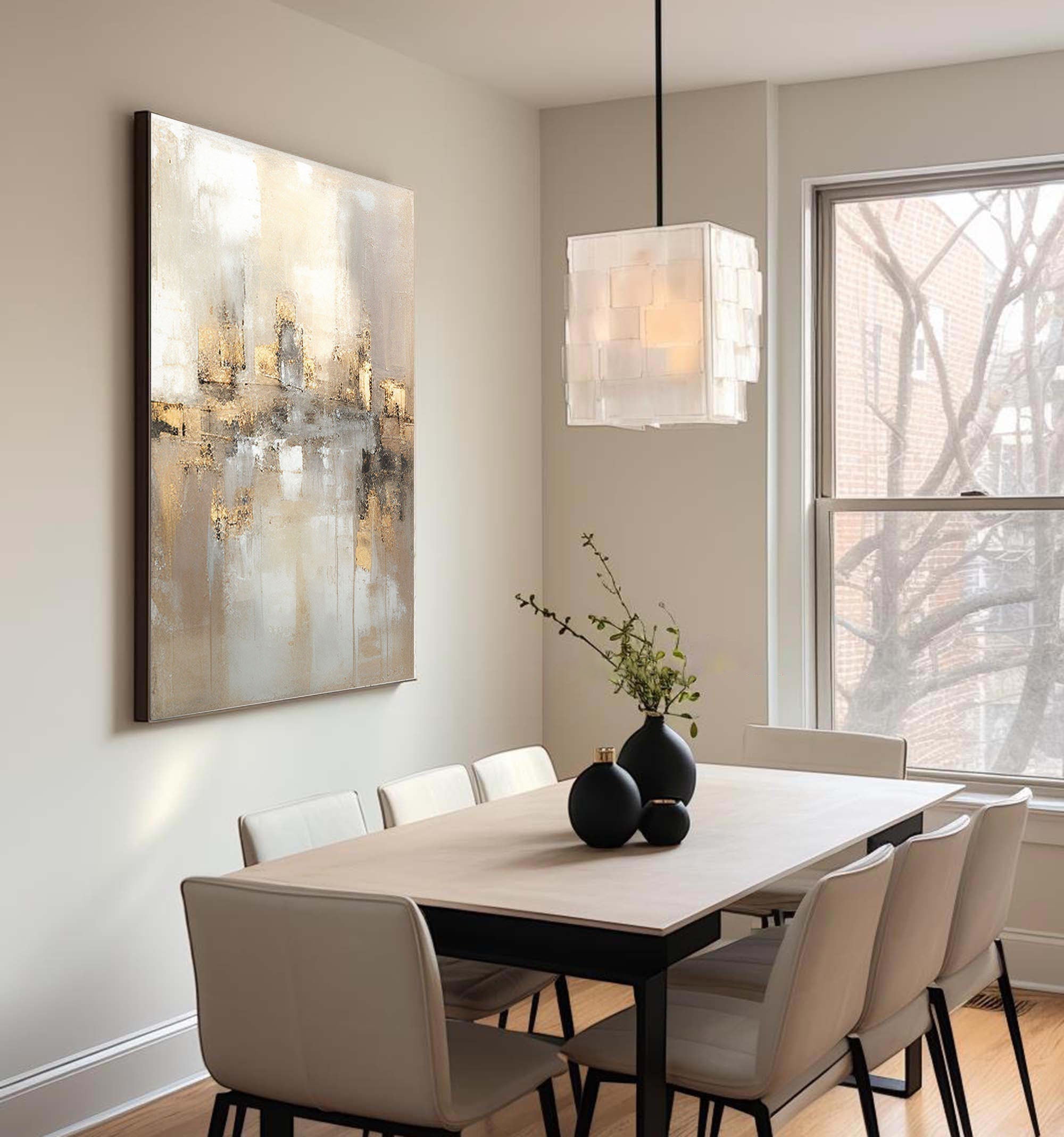 Reflections by the Lake: Abstract Serene Landscape Canvas