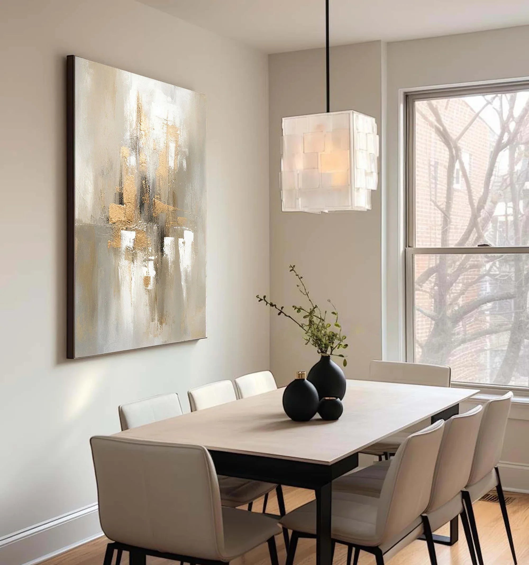 Golden Glow-Hand Drawn Three-Dimensional Urban Landscape Abstract Wall Art - artextured