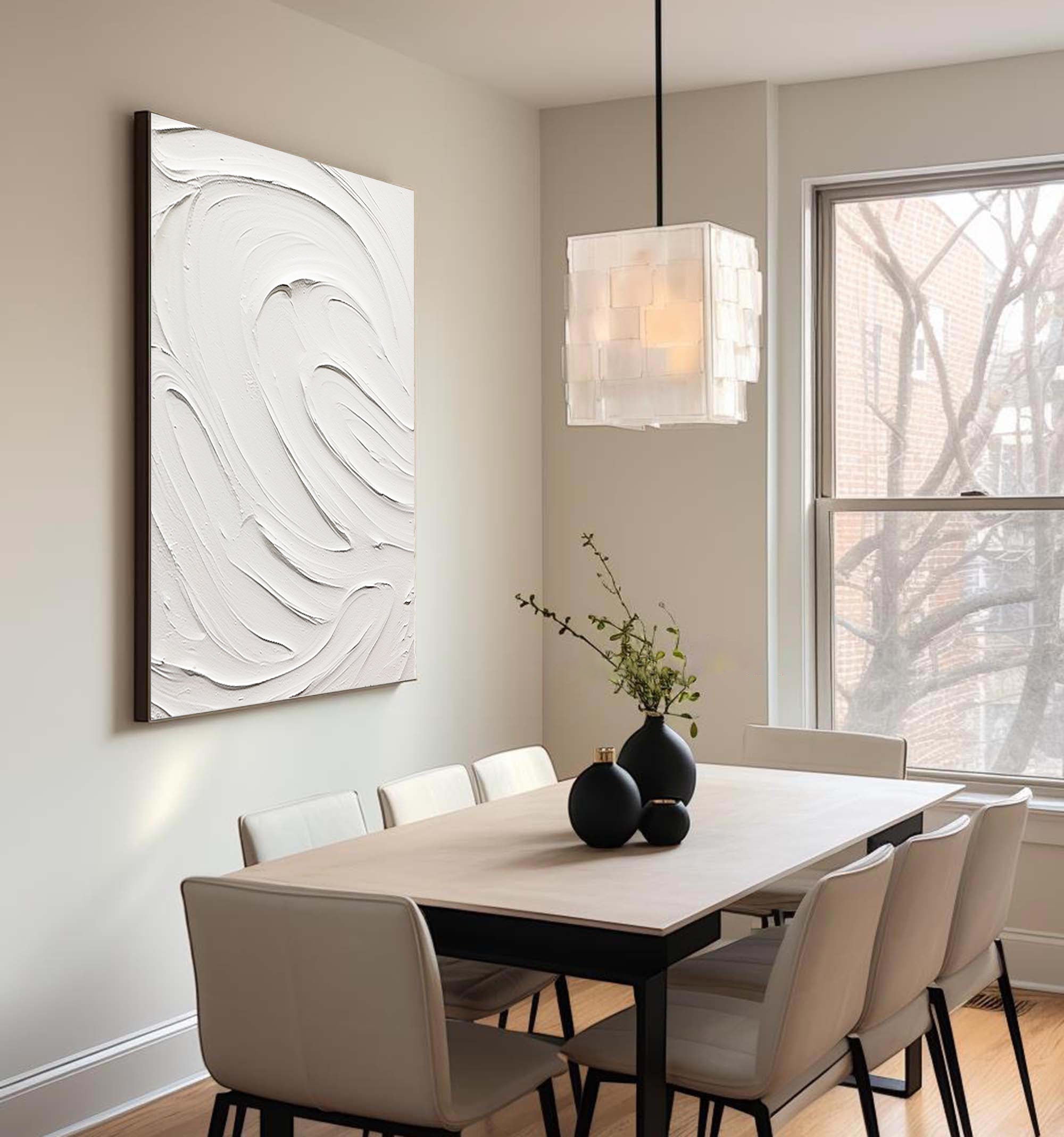 Elegant Minimalist White Textured Abstract Art for Modern Spaces
