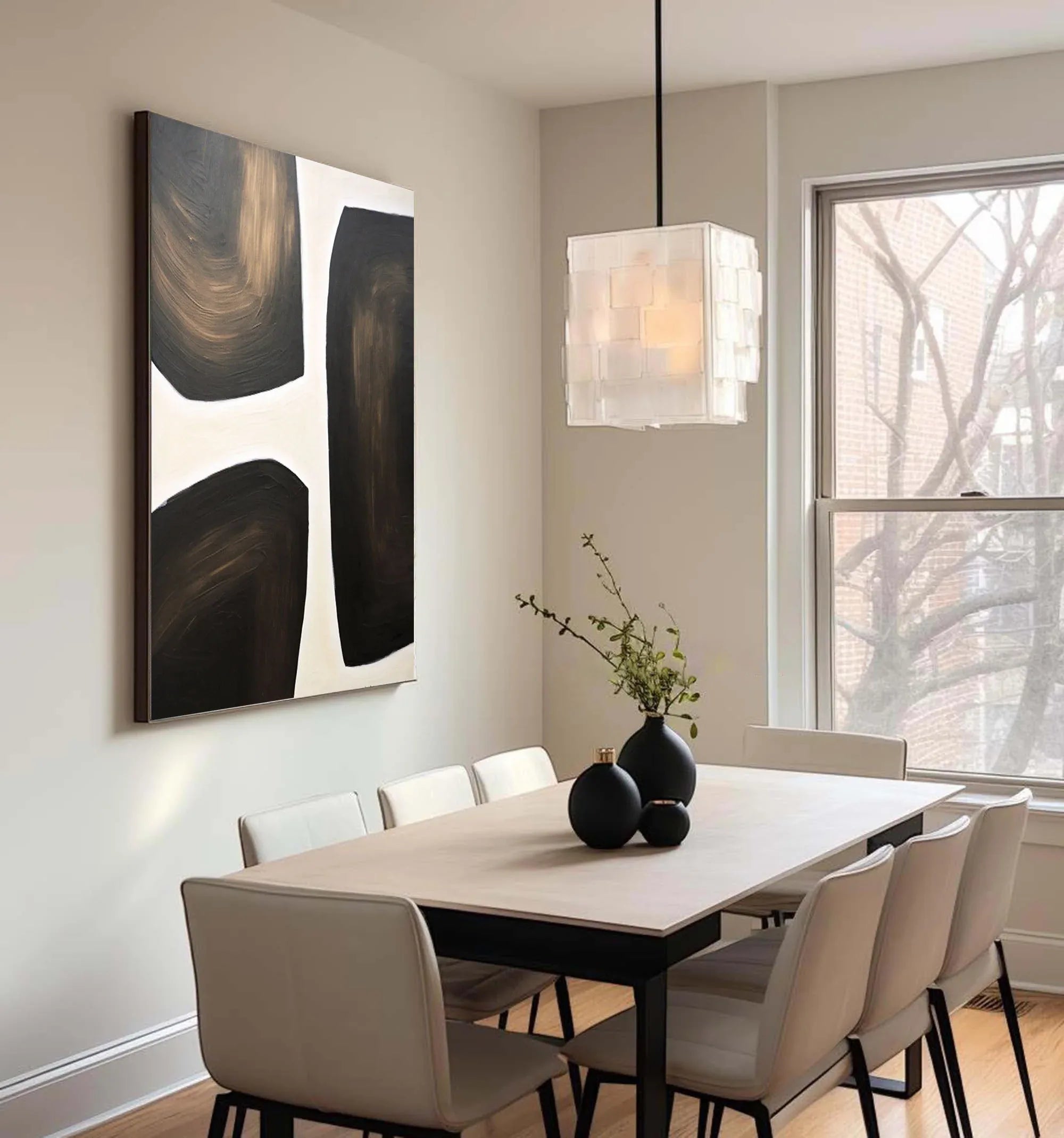 Abstract Harmony Wall Art-Modern Hand-Painted Geometric Wabi-Sabi Abstract Oil Painting - artextured