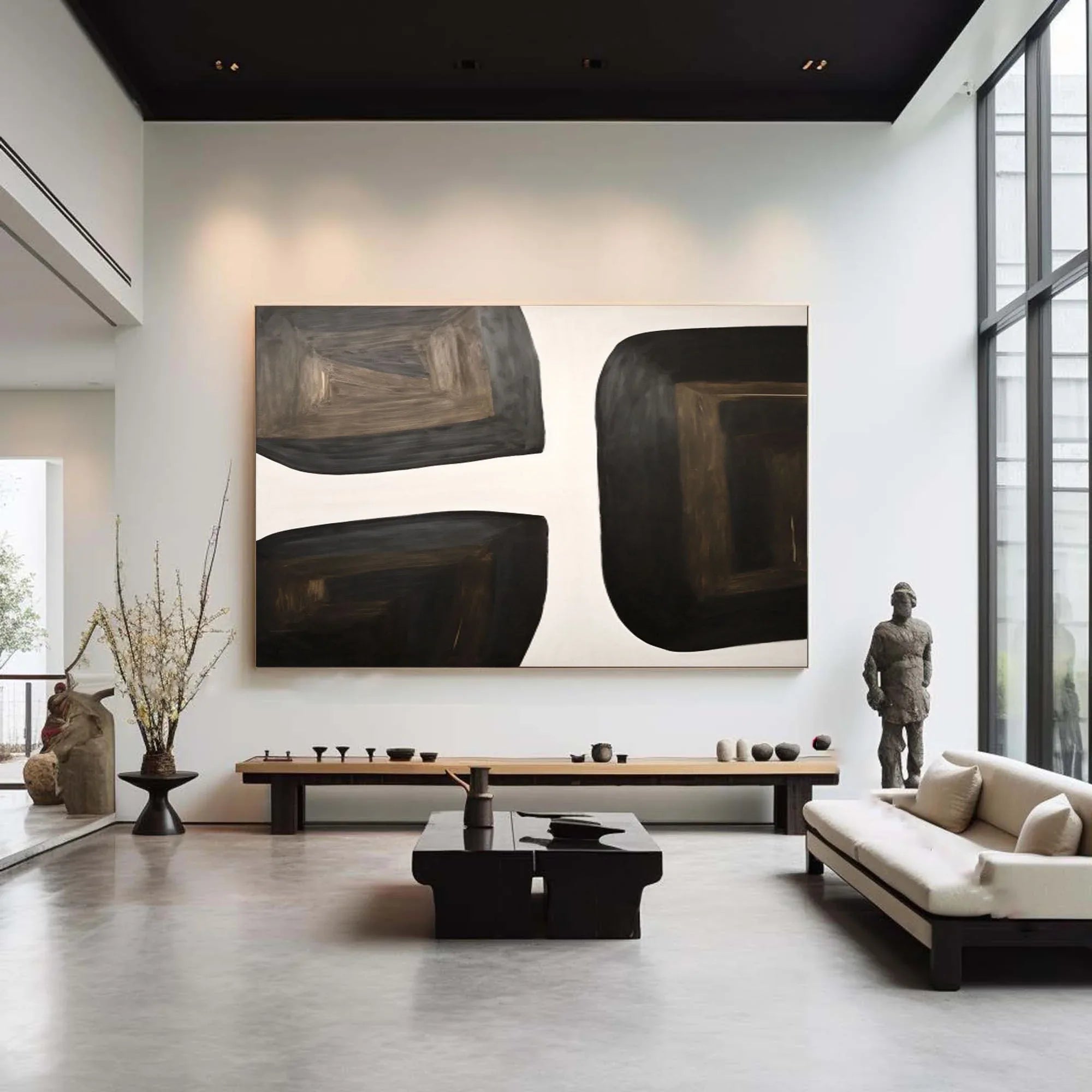 Shifting Horizons-Geometric Block Wabi Sabi Abstract Wall Art - artextured