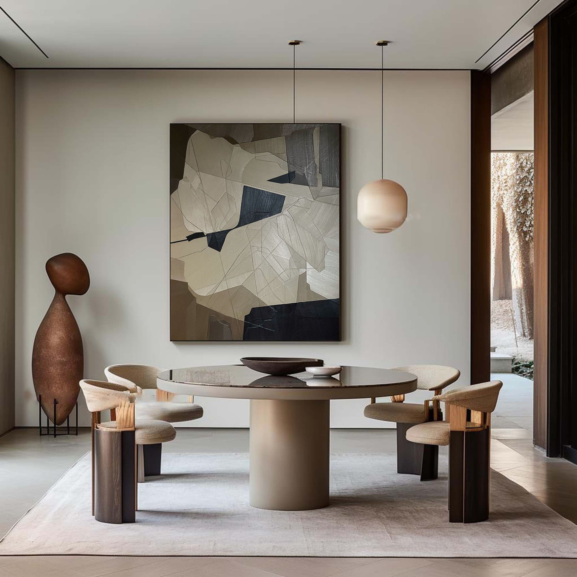 Fragmented Harmony: Abstract Geometric Canvas Art
