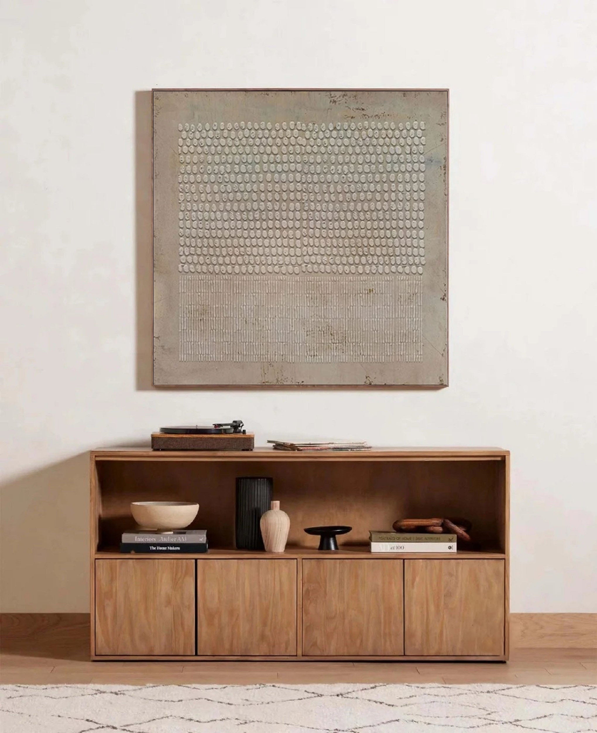 Tactile Harmony-Modern Minimalist Geometric Point Line Texture Abstract Wall Art