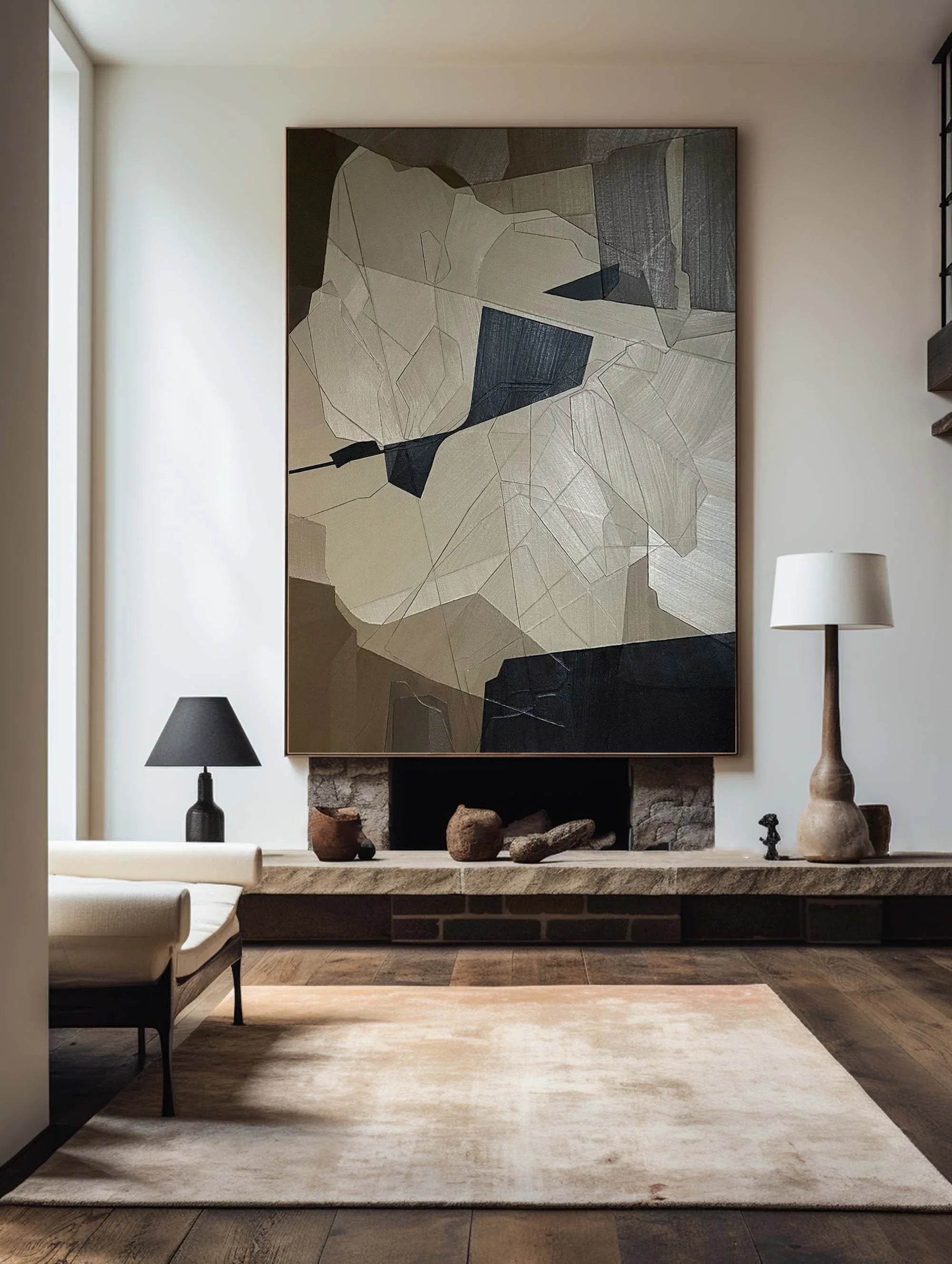 Fragmented Harmony-Geometric Abstract Irregular Wall Art in Modern Minimalist Home Decoration - artextured