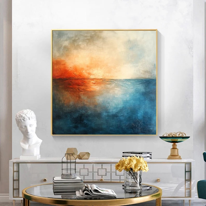 Fire & Tide – Modern Interior Decoration Abstract Ocean Horizon Wall Art