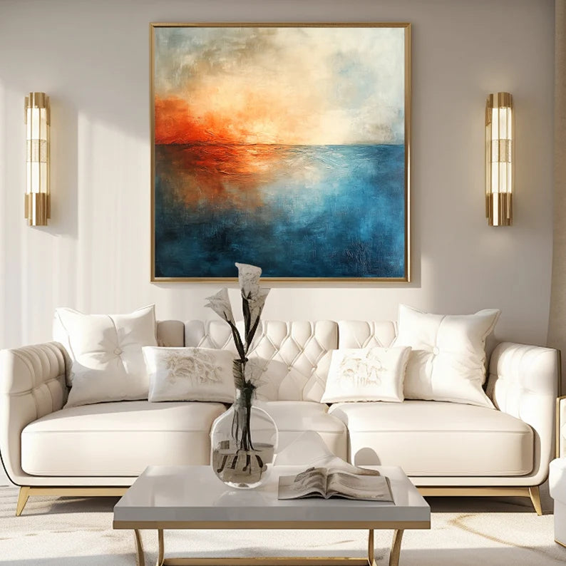 Fire & Tide – Modern Interior Decoration Abstract Ocean Horizon Wall Art