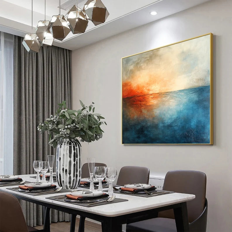 Fire & Tide – Modern Interior Decoration Abstract Ocean Horizon Wall Art