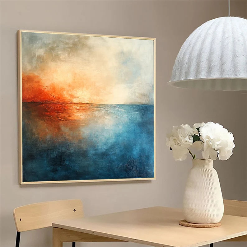 Fire & Tide – Modern Interior Decoration Abstract Ocean Horizon Wall Art