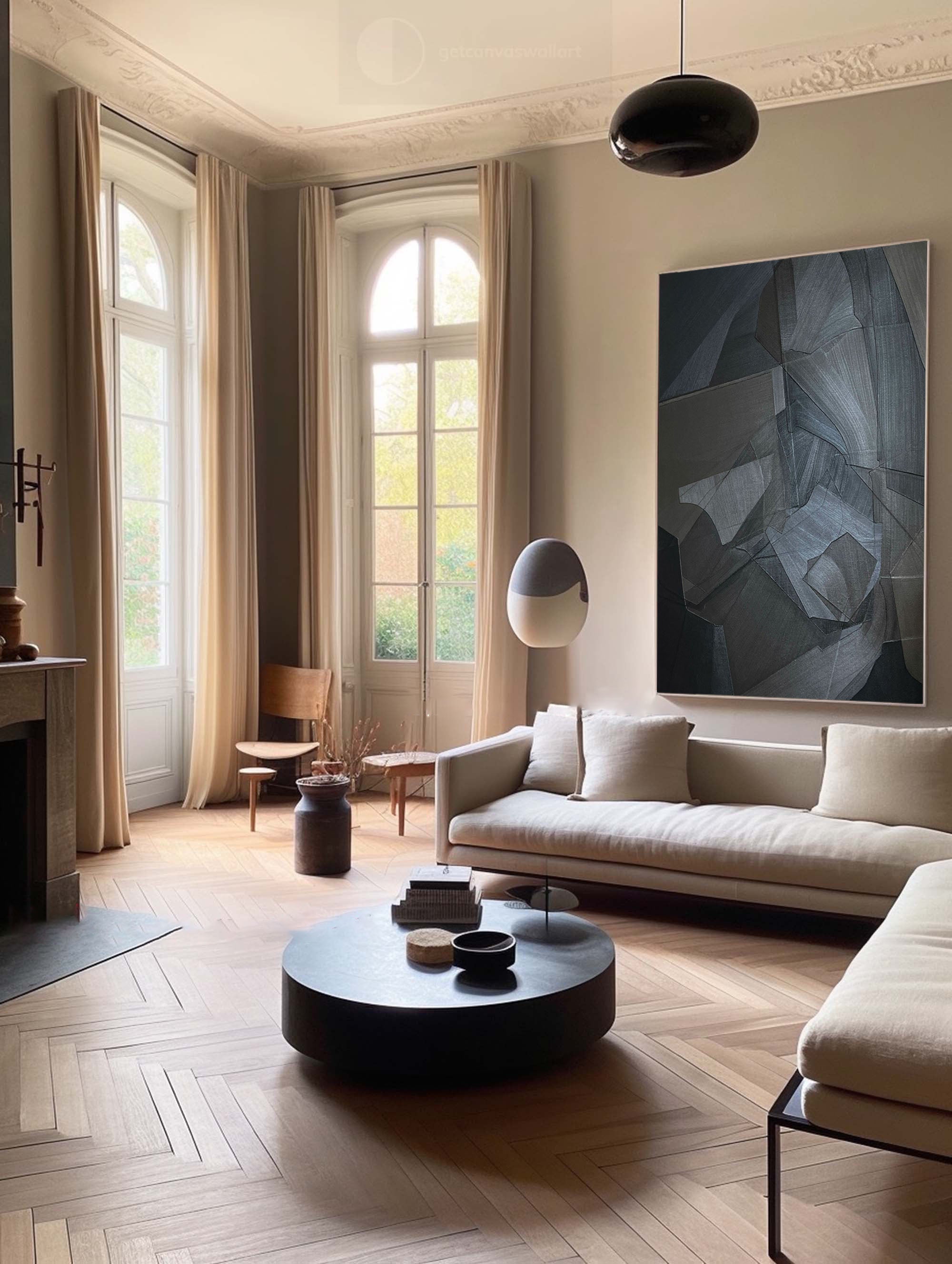 Dark Geometric Abstract Wall Art