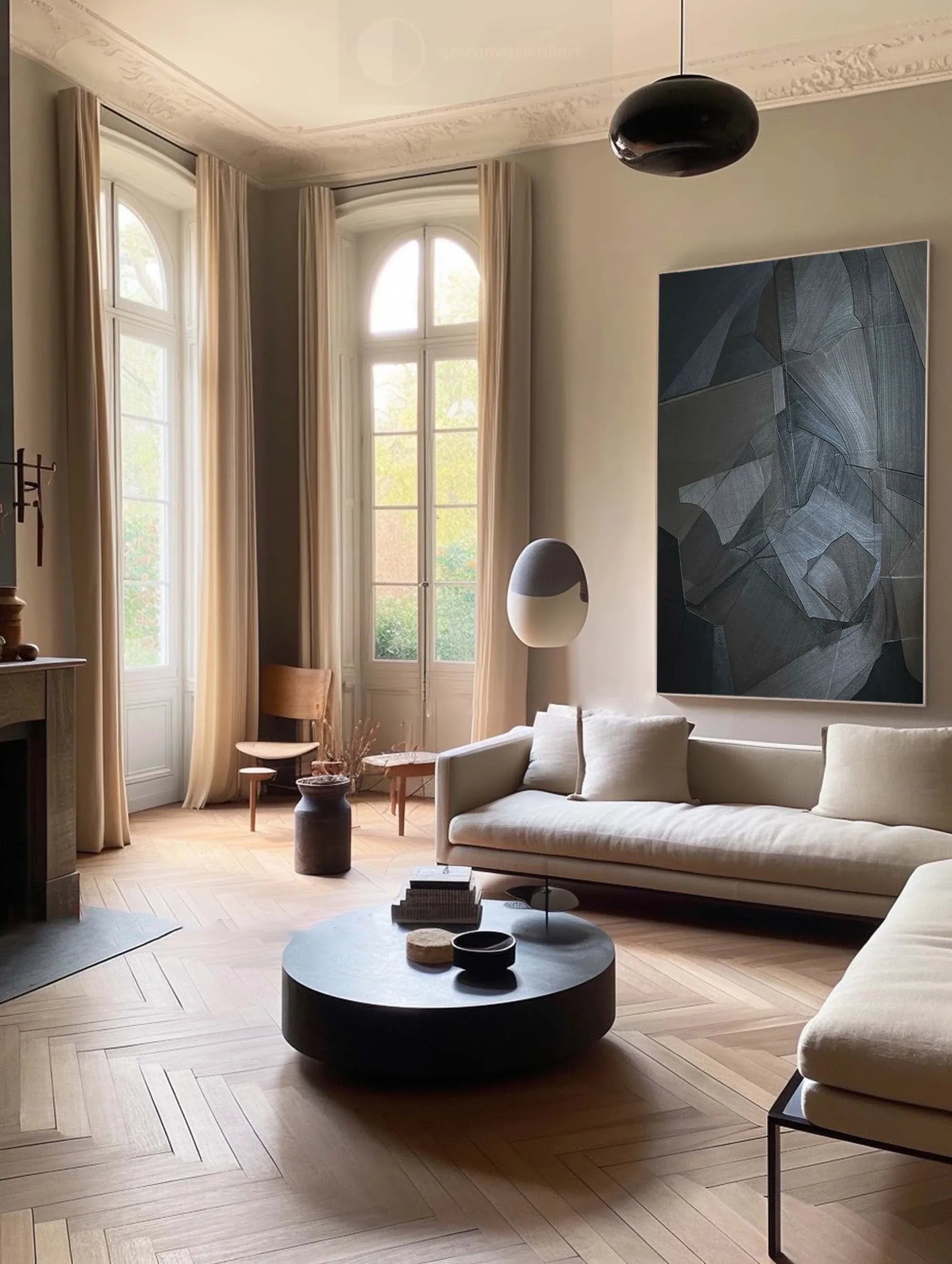 Shadow Geometry-Dark Geometric Abstract Wall Art - artextured