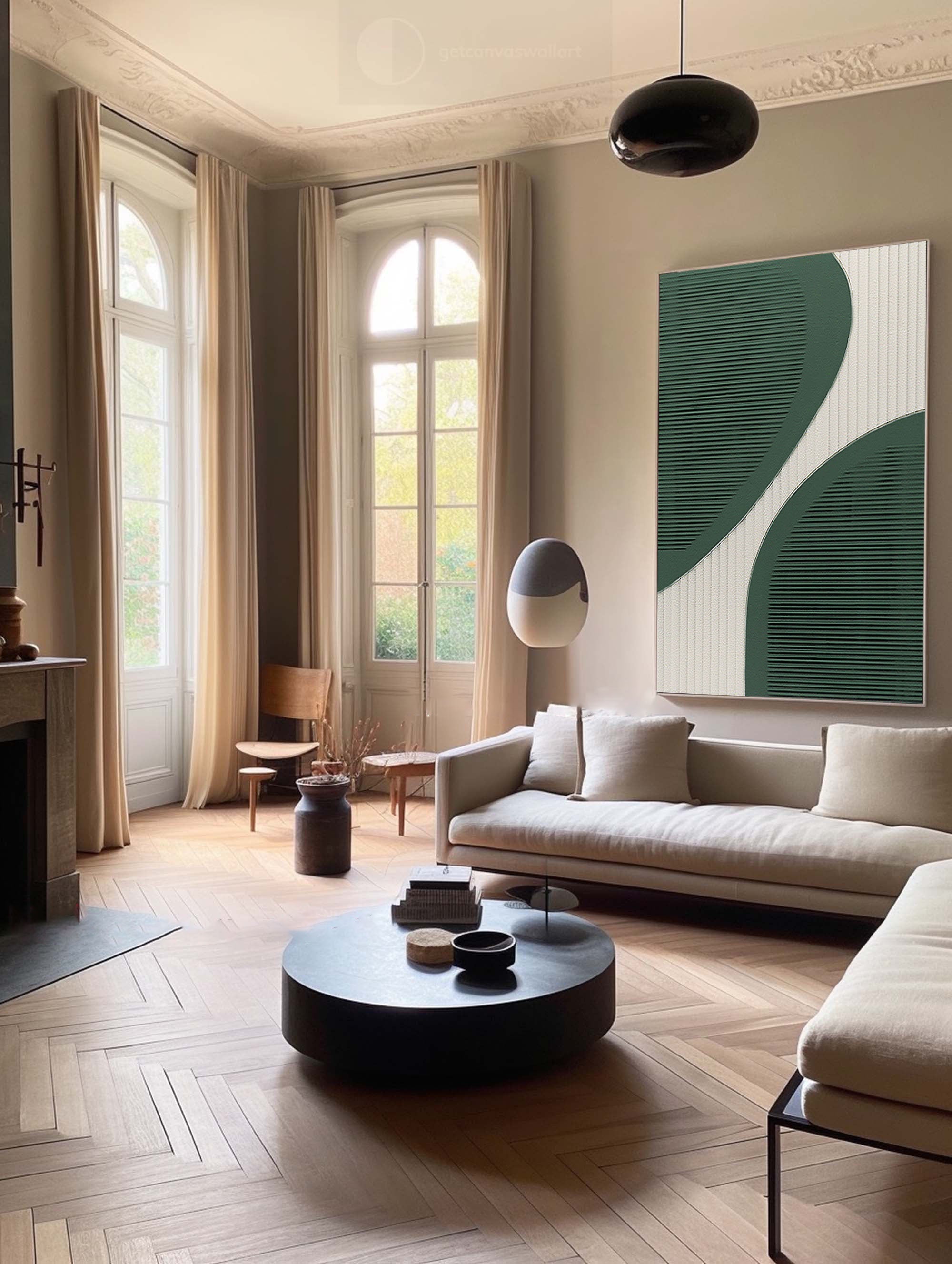 Curved Harmony: Minimalist Textured Abstract Art