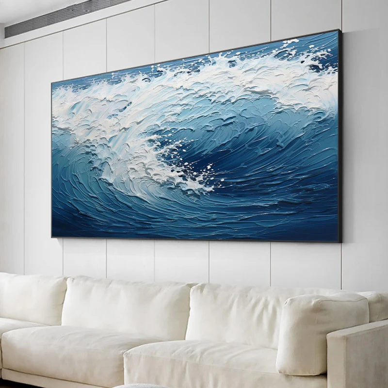 Large Textured Abstract Wave Wall Art for Modern Interiors – Endless Break#AB14130