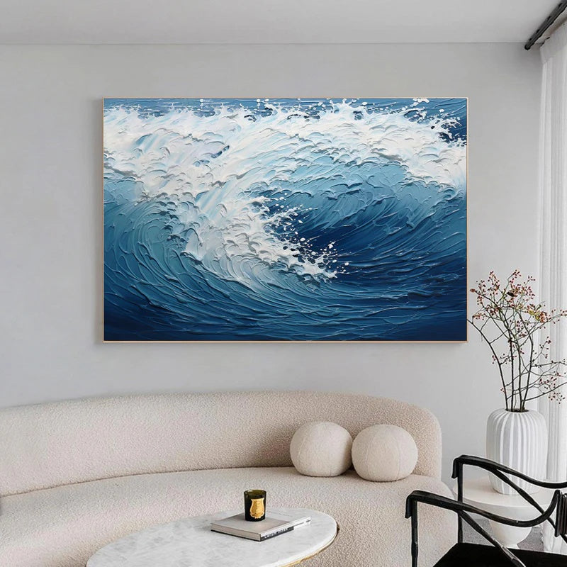 Large Textured Abstract Wave Wall Art for Modern Interiors – Endless Break#AB14130
