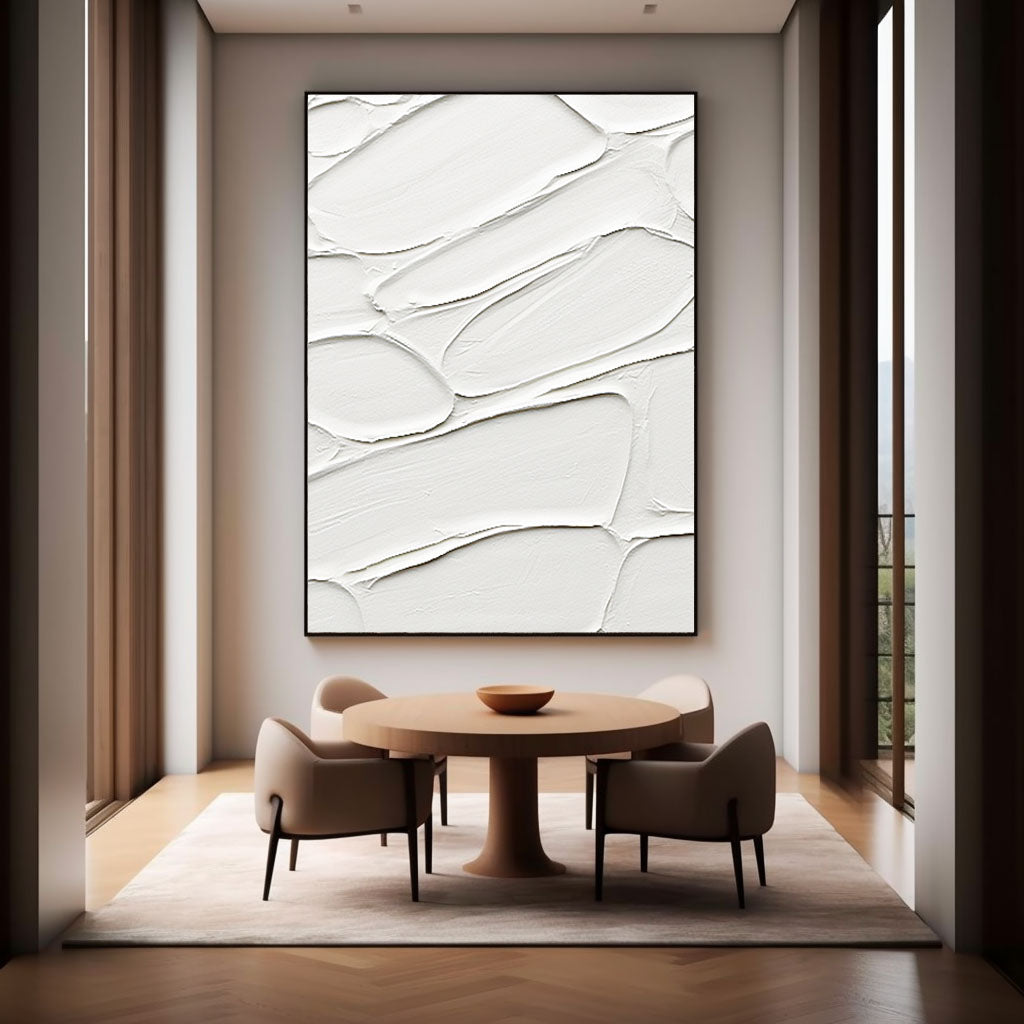 Minimalist White Textured Abstract Wall Art for Modern Interiors