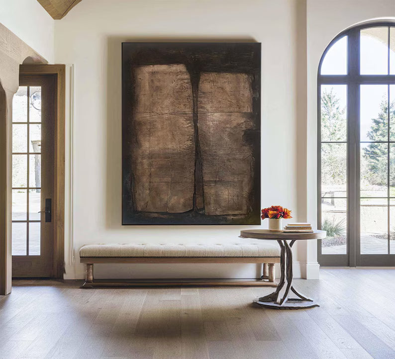 Brown Black Wabi Sabi Abstract Painting – Textured Wall Art#yy260618-2